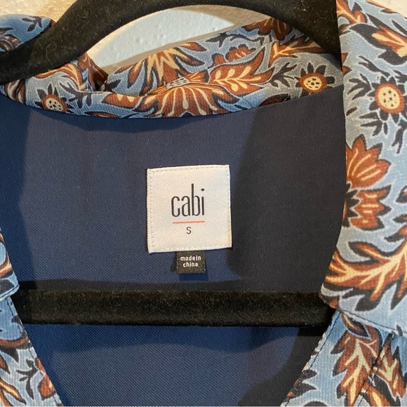 Cabi Provincial Blue Boho Print Chiffon Long Sleeve Shift Dress Sz. SMALL - Picture 4 of 4